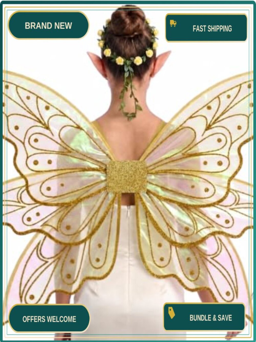 Organza Fairy Wings Butterfly Costume Set Six-Wing Adjustable